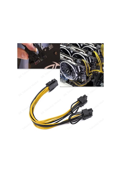 Pci-E 6 Pin Dişi To 2 X Pci-E 8 6+2）Pin Erkek Gpu Güç Kablosu