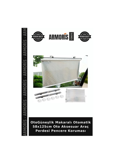 Otogüneşlik Makaralı Otomatik 58x125cm Oto Aksesuar Araç Perdesi Pencere Koruması