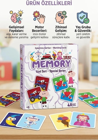 Memory Özel Seri 48 Parça Eğitici Eşleştirme Kartları Çocuk Zeka Ve Hafıza Geliştirici Oyun