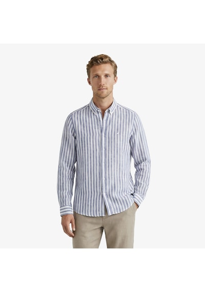 Nautica Erkek Koyu Mavi Regular Fit Çizgili Keten Gömlekçizgiliw65451t