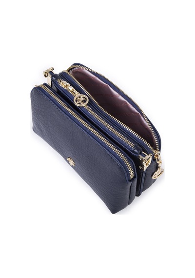Nas Bag Mini Boy Kadın 3 Gözlü Çapraz Çanta En 18 Cm Boy 11 Cm Lacivert Victoria Laci