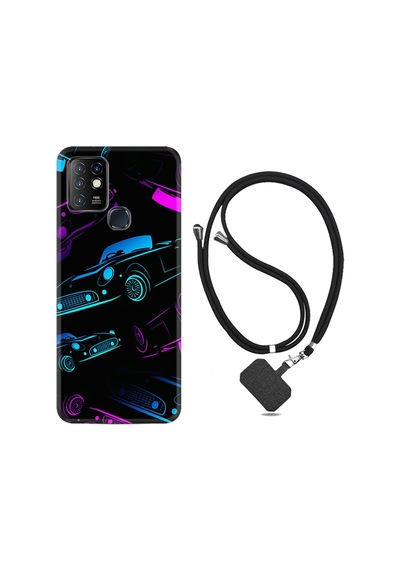 Infinix Hot 9 Kılıf Boyun Askılı Cars Neon 1618