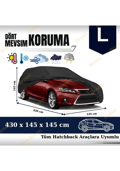 Breen Hatchbacklerle Uyumlu Siyah - L Araba Branda, Oto Örtüsü Araç Uzunluğu 4.15m-4.30m Arası Siyah - L Beden