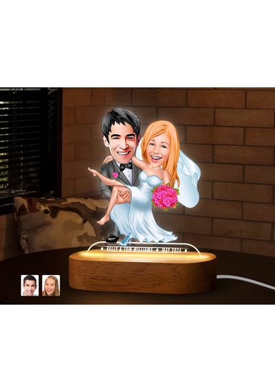 Bk Gift Kişiye Özel Yeni Evli Çift Karikatürlü Dekoratif 3d Biblo Led Işıklı Gece Lambası-10, Düğün Hediyesi, Yıl Dönümü Hediyesi Kobitmeyen138274 Bk