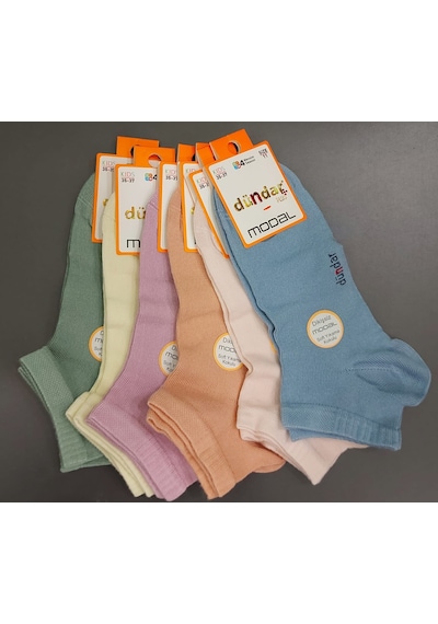Dündar 8047 Kız Çocuk Pastel Renkli Modal Patik Çorap 12 Adet Çok Renkli