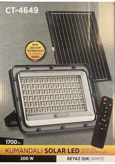 Cata 200w Solar Led Projektör Beyaz Işık Ct-4649 Cata
