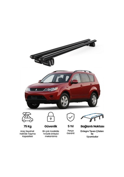 Pençe Mitsubishi Outlander Ara Atkı 2006-2012 Uyumlu Siyah Ara Atkı Port Bagaj Tavan Barı
