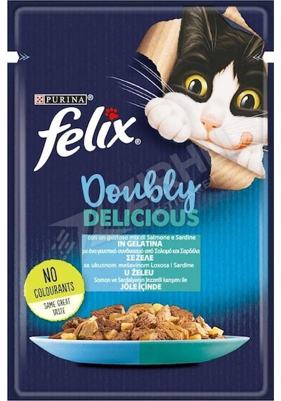 4 Adet Felix Çifte Lezzet Somon Ve Sardalyalı Yaş Kedi Maması 85 Gr
