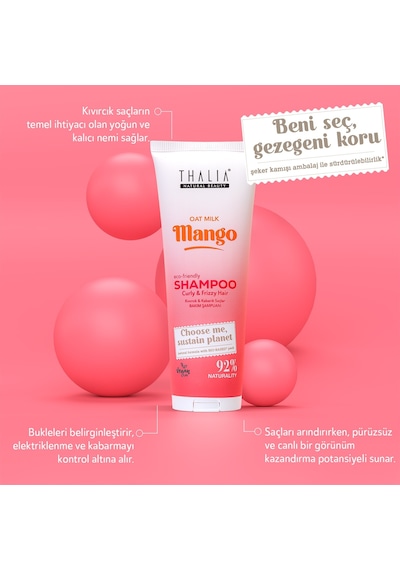 Thalia Yulaf Sütü & Mango Özlü Kıvırcık & Kabarık Saçlara Özel Bakım Şampuanı 250 ML