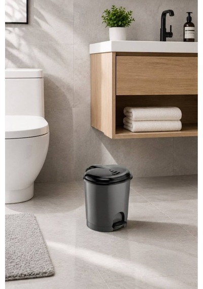 7 Litre Pedallı Çöp Kovası Kapaklı Banyo Mutfak Ofis Çöp Kutusu Siyah