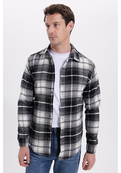 Tudors Erkek Slim Fit Dar Kesim Kareli Kışlık Oduncu Gömlek-42223 Siyah Tudors Erkek Slim Fit Dar Kesim Kareli Kışlık Oduncu Gömlek-42223 Siyah