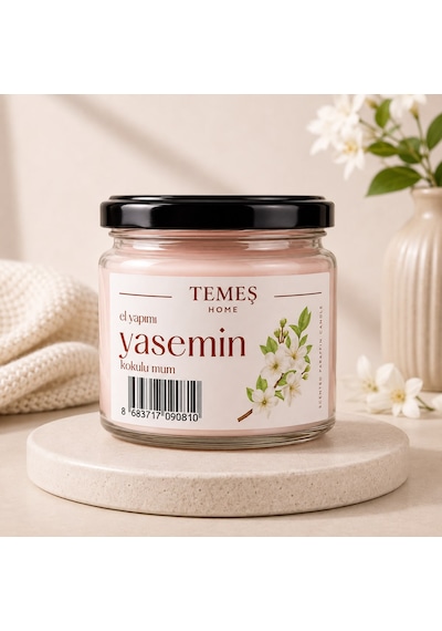 El Yapımı Yasemin Kokulu Mum Koyu Mor