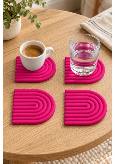 Mını Arch Gökkuşağı %100 Silikon Bardak Altlığı 8 Cm 4'lü Set Fuş Çok  Renkli