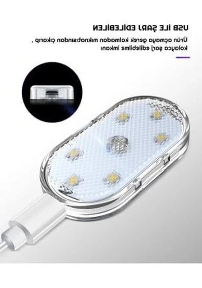 Mıknatıslı 7 Renk Değiştirebilen Mini 6 Led Lamba, Usb Şarj Edilebilir .