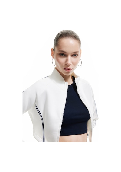 Koton Şerit Detaylı Dik Yaka Üç İplik Şardonlu Fermuarlı Crop Sweatshirt Ekru 6wal10209ık Ekru Koton Şerit Detaylı Dik Yaka Üç İplik Şardonlu Fermuarlı Crop Sweatshirt Ekru 6wal10209ık Ekru