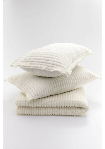 Merinos Modern Line 2 Parça Tek Kişilik Battaniye Seti - Kemik