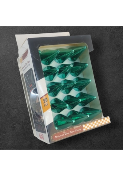19mm Sivri Parlak Yeşil Bijon Kapağı 20li Set