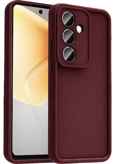 Samsung Galaxy A57 İle Uyumlu Kılıf Kamera Korumalı Yüksek Kenarlı Kapak Bordo