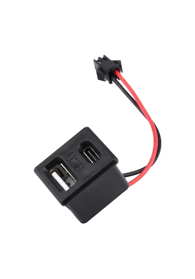 Type-c / Usb A Dişi Soket Kavisli 2 Pin 10cm Kablo Jst Çift Usb 5v 2a Panel Montaj Cep Tel Tablet