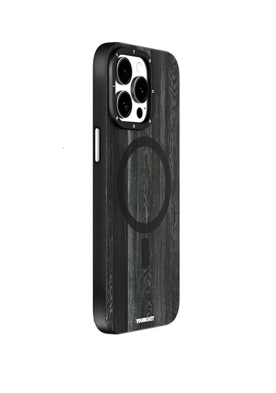 Youngkit Apple Uyumlu iPhone 14 Pro Max Kılıf Magsafe Şarj Özellikli Youngkit Ahşap Desenli Wood Forest Serisi