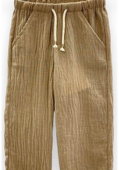 Çikoby Erkek Çocuk Keten Pantolon-14561 Bej