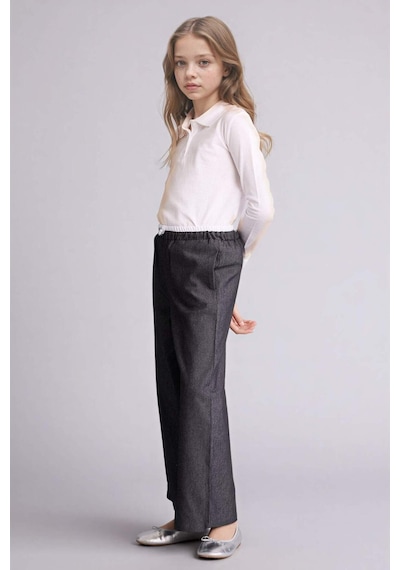 Defacto Wıde Leg Jean Görünümlü Pantolon Kız Çocuk G6814a826smbk27 Siyah-bk27