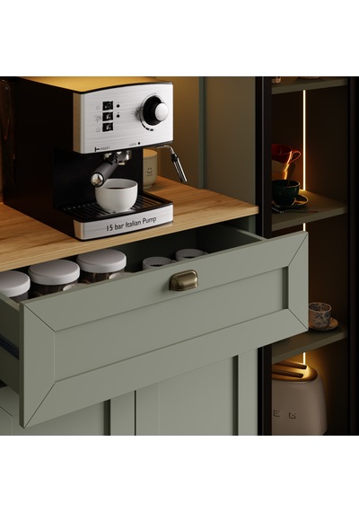 Nero Duo Kahve Köşesi Ve Kiler Dolabı Alüminyum Çerçeveli Cam Kapaklı Led Aydınlatmalı 190 X 160 Cm Yeşil Nero Duo Kahve Köşesi Ve Kiler Dolabı Alüminyum Çerçeveli Cam Kapaklı Led Aydınlatmalı 190 X 160 Cm Yeşil