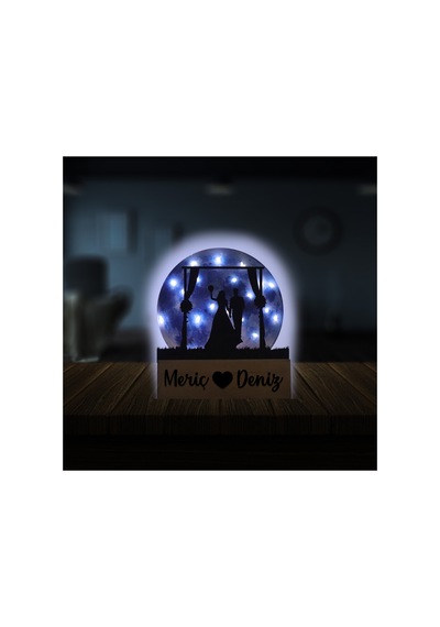 Led Işıklı Pleksi Dolunay Kişiselleştirilebilir Biblo Wedding Gelin Damat Anahtar Askılığı Mavi - 737346274