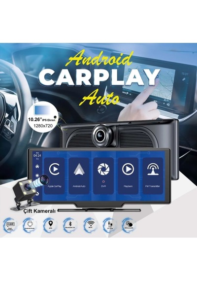 Pars H18c Carplay Apple Android Uyumlu 10.2 İnç Büyük Ekran Tak Çalıştır 4k Ön/arka Çift Kameralı 10.2"