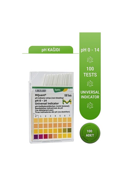 Ph Kağıdı Ph 0 - 14 Ph Indikatör Şeriti Evrensel Indikatör Mcolorphast 100 Adet/kutu