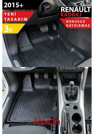 Renault Kadjar 2015+ 3d Havuzlu Paspas Tam Uyumlu Su Geçirmez, Kaymaz