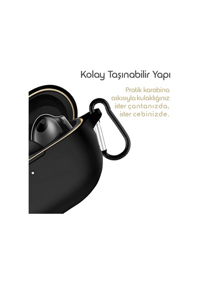 Huawei Freebuds Pro 4 İçin Kulaklık Kılıfı Darbelere Ve Çizilmeye Karşı Kasa Koruyucu Freebuds Pro 4 Kılıfı Tam Koruma Sağlayan Extra Kalın Yapılı Taşıma Askılı Freebuds Pro 4 Koruma Siyah