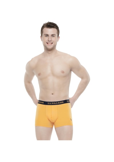 U.S. Polo Assn. - Erkek Sarı - Baskılı- Lacivert 3 Lü Boxer-Sarı - Baskılı- Lacivert