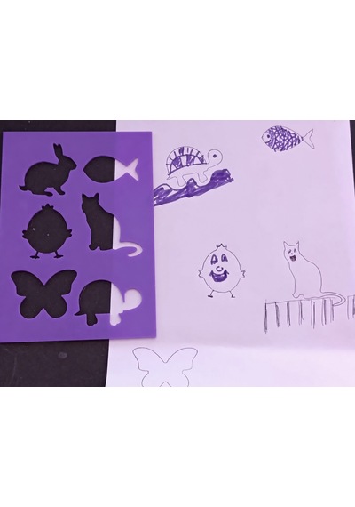 3d Baskı Hayvan Figürleri Çizim Şablonu - Çoklu Desen Kalıbı - Mor