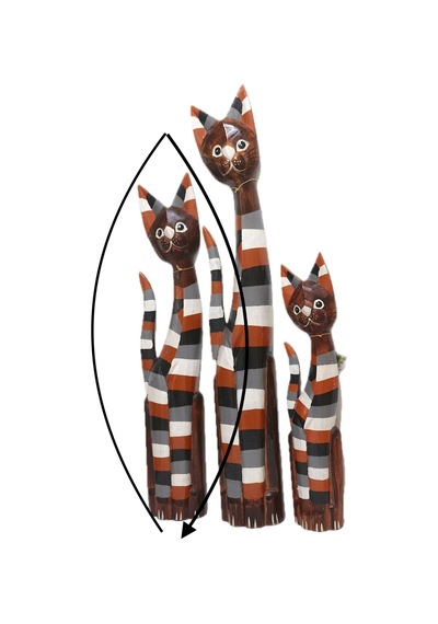 Ahşap Dekoratif Kedi Çizgili 80 Cm Otantik El Yapımı Kedi Biblo