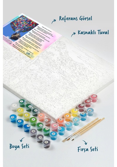 Sayılarla Boyama Seti 40 X 50 Cm Tuval Şasesine Gerili Yukarı Bak