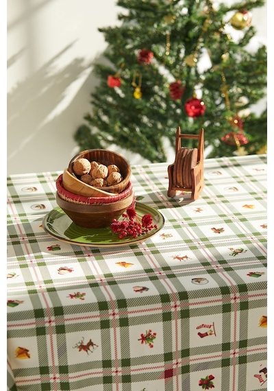 Yılbaşı Noel Figürlü Masa Örtüsü 140x240