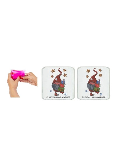 2 Adet Yıldızlı Noel Cücesi Cep Sobası,el Isıtıcı,sıcak Su Torbası Pvc 10x9,5cm Beyaz