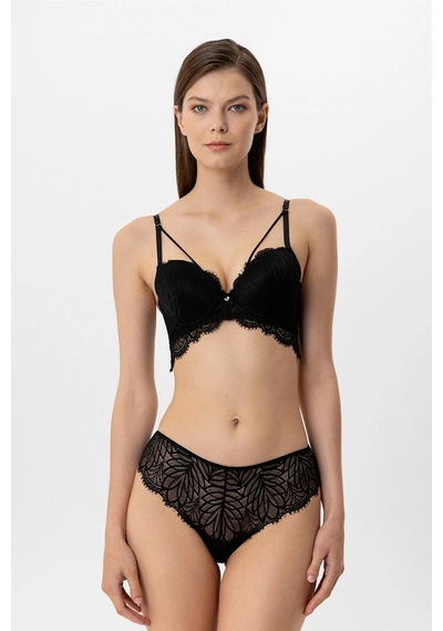 Pierre Cardin 4885 Milan Push Up Kaplı Dantelli Sütyen Takım Siyah