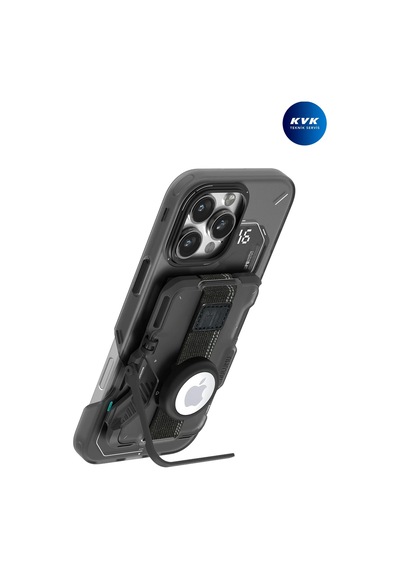 Aulumu Çok Amaçlı Manyetik Frosted Metal Magsafe Cüzdan Kartlık - Standlı - Tsa Uyumlu - G03 Gri