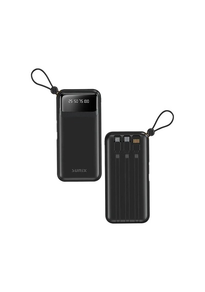 Sunix Pb 120 10.000 Mah Dijital Göstergeli Kendinden Kablolu Powerbank Siyah