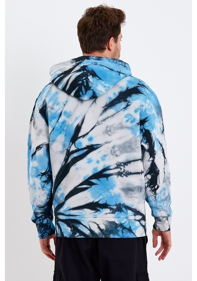 JAHR MARC Mavi Batik Yıkamalı Oversize Erkek Sweatshirt Mavi