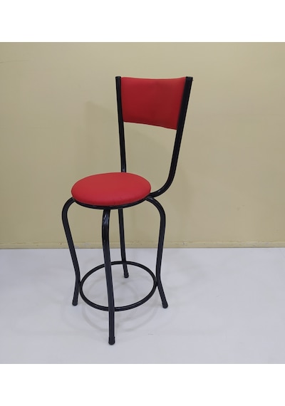 Sandalye St Bar Tipi Yüksek Model 4ad Kırmızı Suni Deri Döşem Metal Çelik Siyah Açık Gri