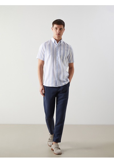 Lcwaıkıkı Classic Mavi Regular Fit Armürlü Cepli Erkek Gömlek