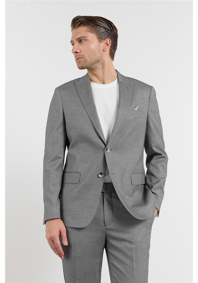 İmza Füme-beyaz Kırlangıç Yaka 6 Drop Slim Fit Tam Astar Esnek Takım Elbise 1001260163 Füme - Beyaz