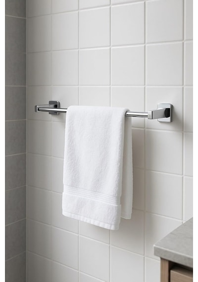 Yapışkanlı Krom 4'lü Banyo & Mutfak Havluluk Seti Wc Kağıtlık, Rulo, Çember Ve Uzun Havlu Askısı, Krom Diğer