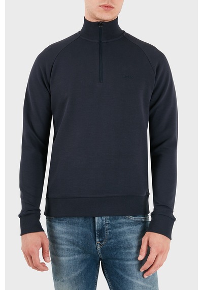Boss Pamuklu Yarım Fermuarlı Dik Yaka Regular Fit Sweat Erkek Sweat 50565306 402 Lacivert