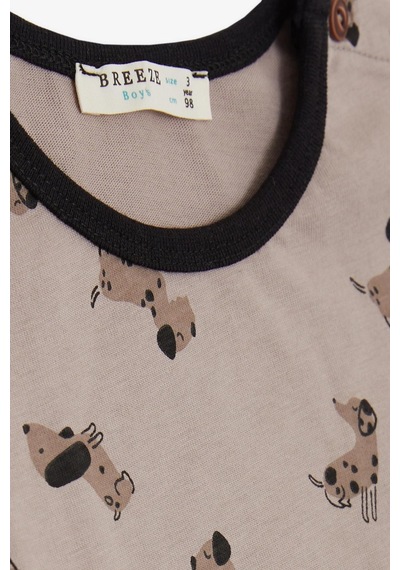 Breeze Erkek Bebek Pijama Takımı Sevimli Köpekcik Desenli 9 Ay-3 Yaş, Kahverengi-kahverengi Kahverengi