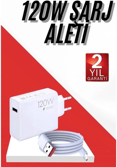 Buğz 120w Şarj Aleti Hızlı Çift Turbo Şarj Aleti Seti Beyaz