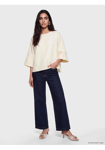 Lcw Vision Sarı Bisiklet Yaka Oversize Bluz